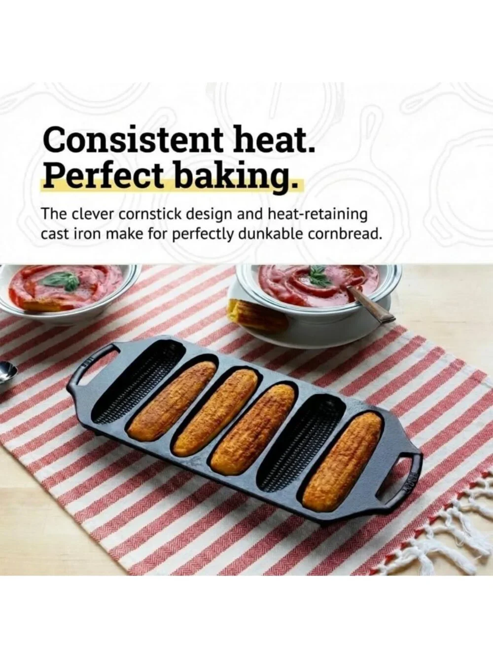 Cast Iron Cornstick Pan - Perfect for Baking, Grilling & Outdoor Cooking